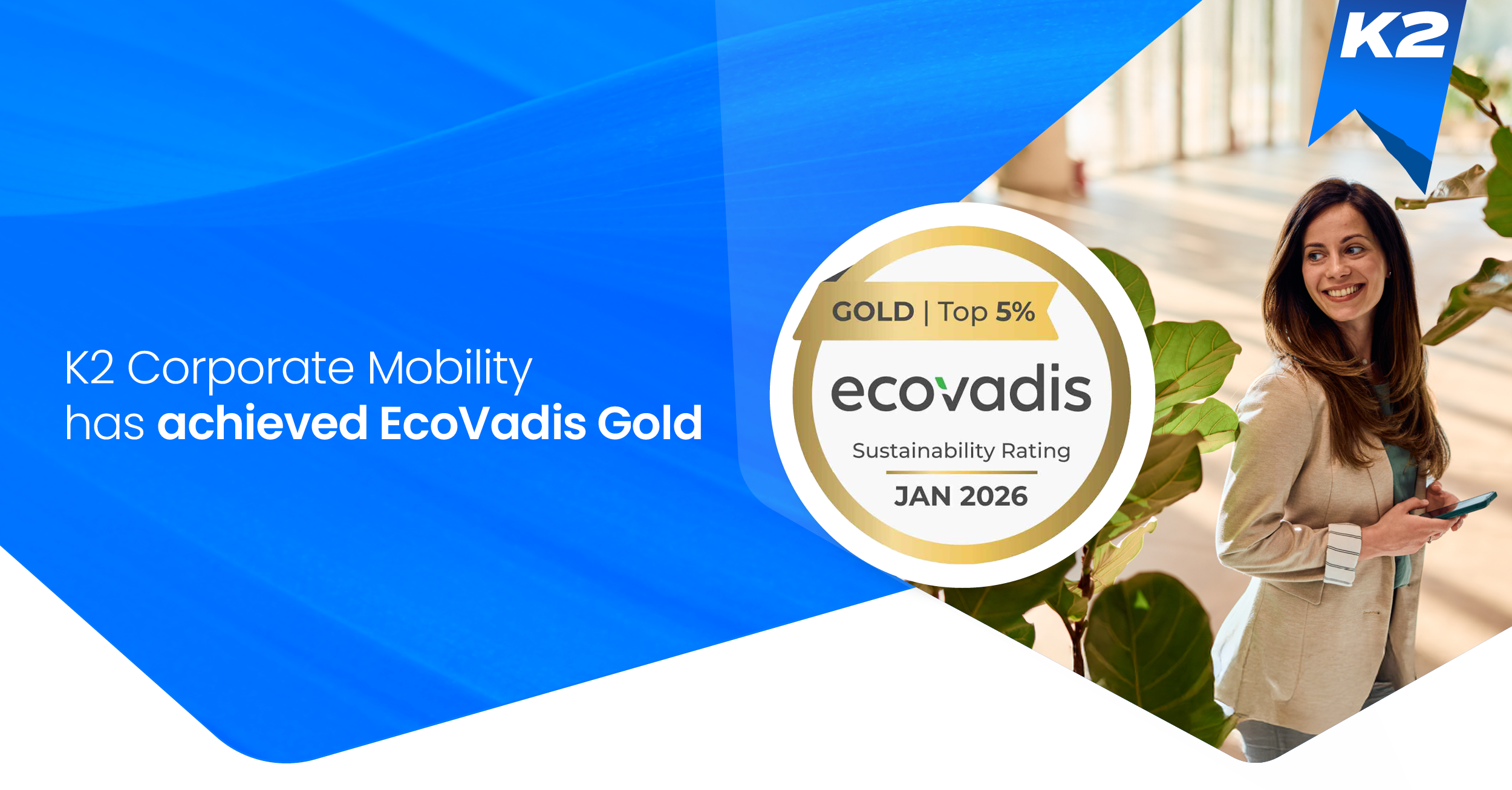 K2 Corporate Mobility Achieves EcoVadis Gold